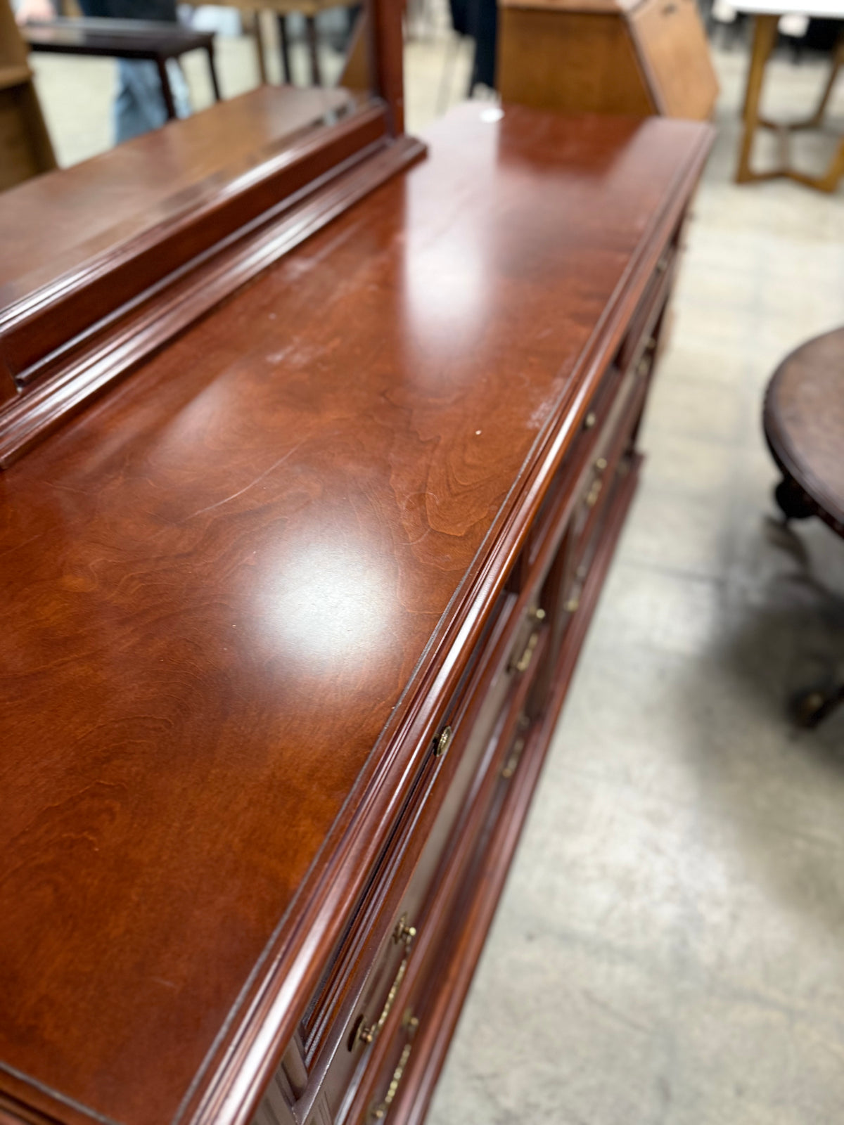 Grand Mahogany 6-Drawer Dresser with Mirror
