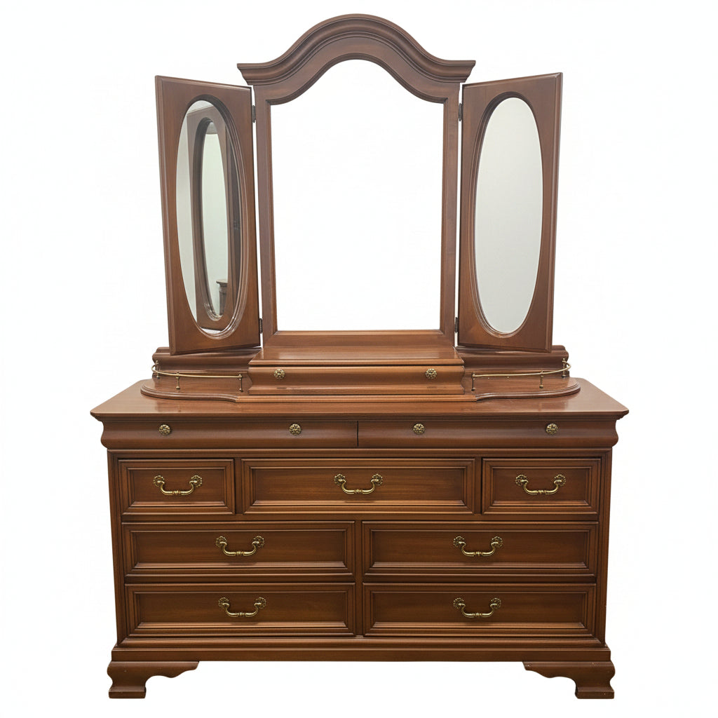 Cherry Wood French Provincial-Style Dresser