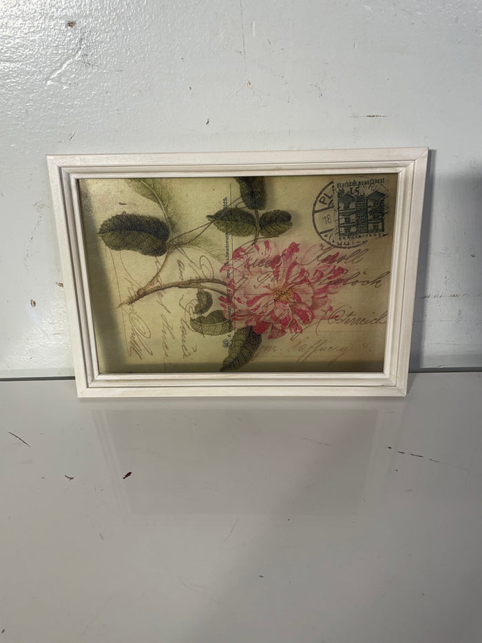 Framed Glass Art - Pink Flower