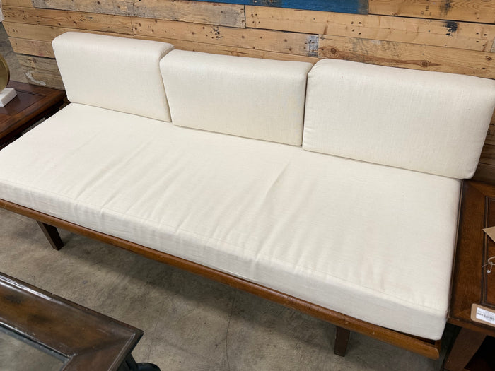 White and Light Wood Contemporary Sofa