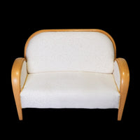 49-Inch W 2-Seater Sofa, White Fabric Upholstery in Wooden Frame