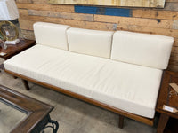White and Light Wood Contemporary Sofa