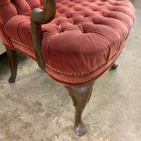 27-Inch W Vintage Velvet Accent Chair – Tufted Upholstery, Wooden Frame