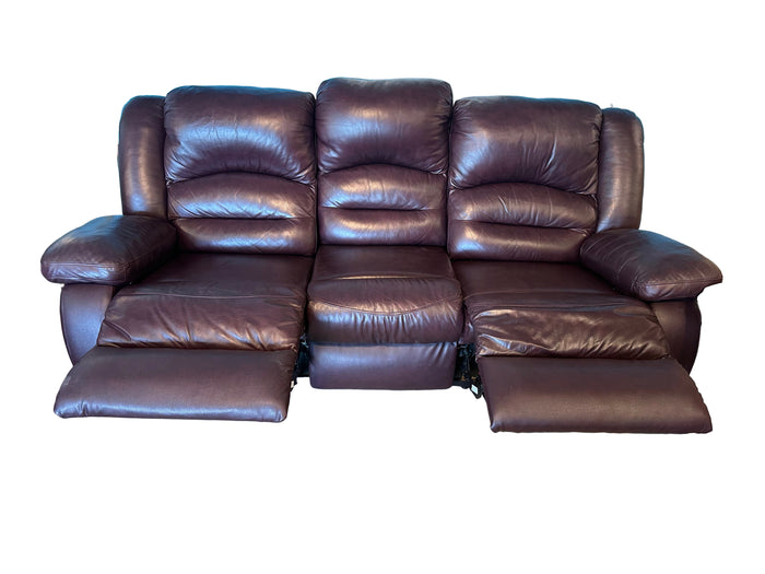 Burgundy Faux Leather Reclining Sofa
