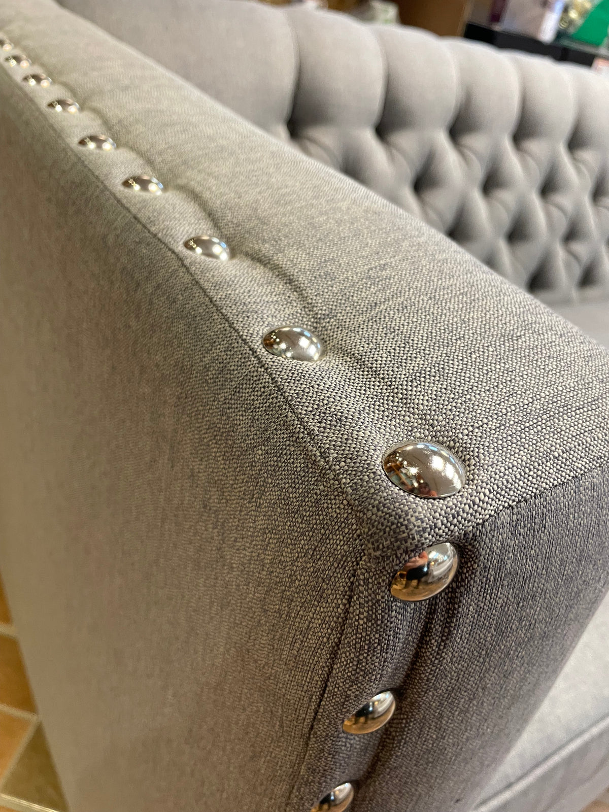 Modern Gray Fabric Tuxedo Sofa