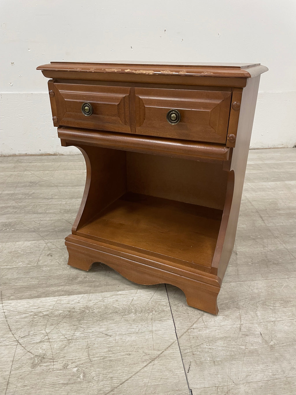 Solid Wood Nightstand With One Drawer