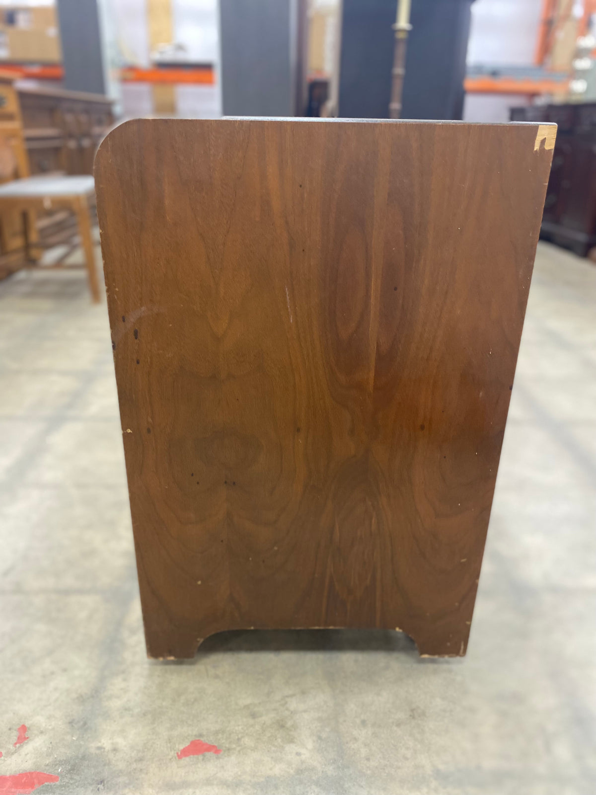 Small Brown Vintage Makeup Vanity With Wooden Chair