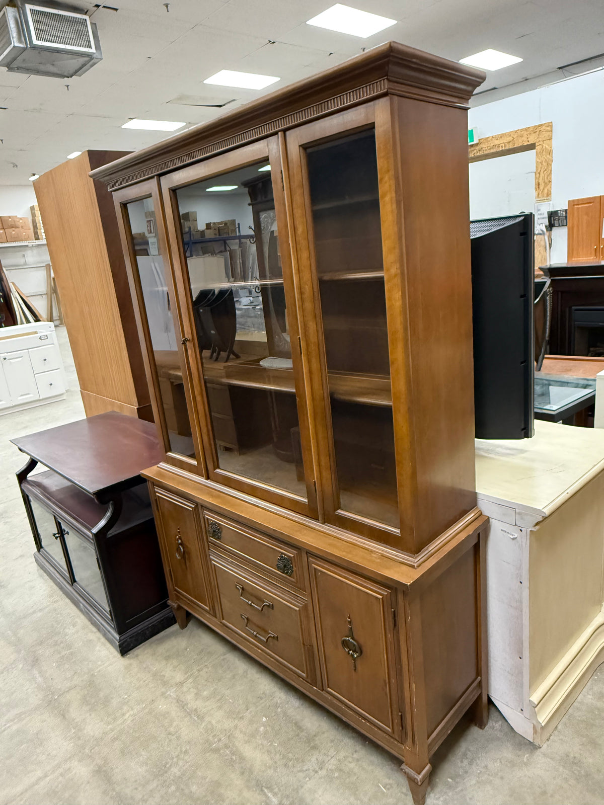 Mid-Century Coffee Brown China Cabinet