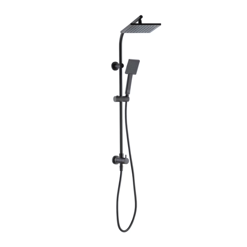 Glacier Bay Modern 8-inch 1-Function Wall Mount Rectangle Handshower & Showerhead Kit in Matte Black