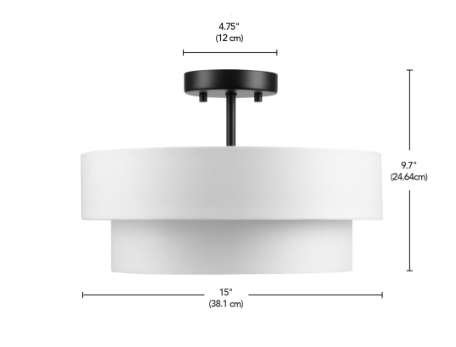 2-Light Semi-Flush Mount Ceiling Light with 2-Tier