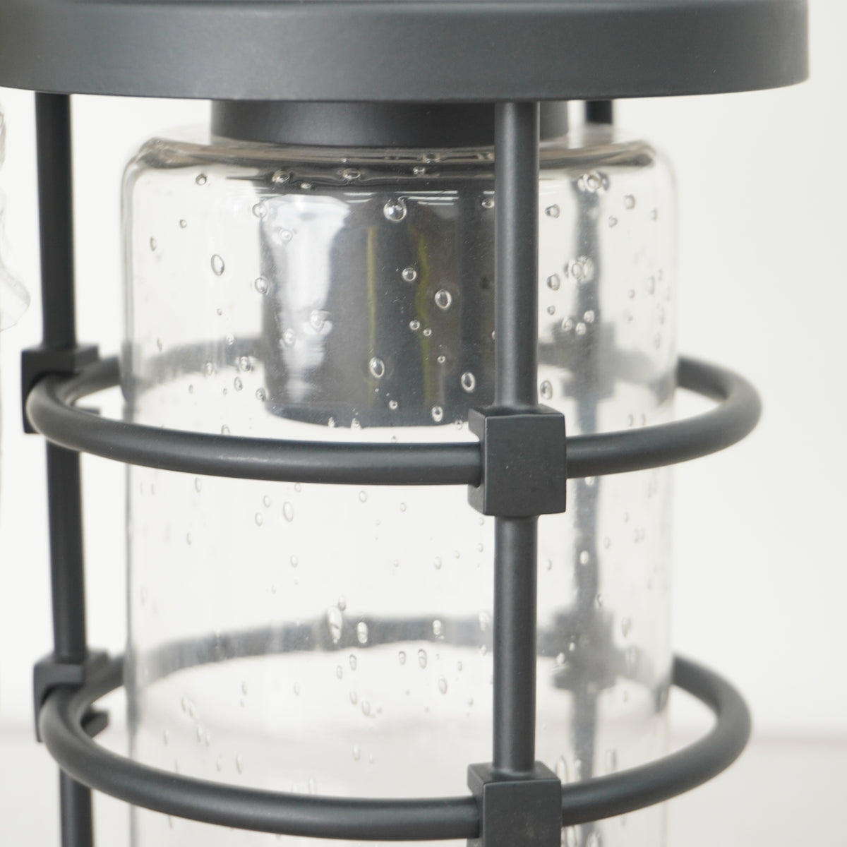 Cylindrical Lantern Styled 1-Light Pendant in Black Frame with Textured Glass Diffuser, 44014-LWU