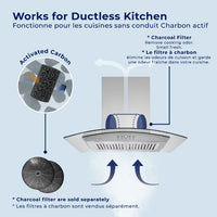 Hauslane 36-Inch Glass Canopy Convertible Island Range Hood