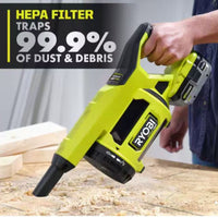 RYOBI 18V ONE+ HP Brushless Cordless Jobsite Hand Vacuum (Tool Only)