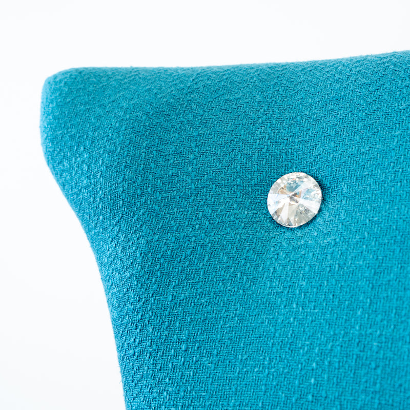 Diamond Tufted Stool in Teal