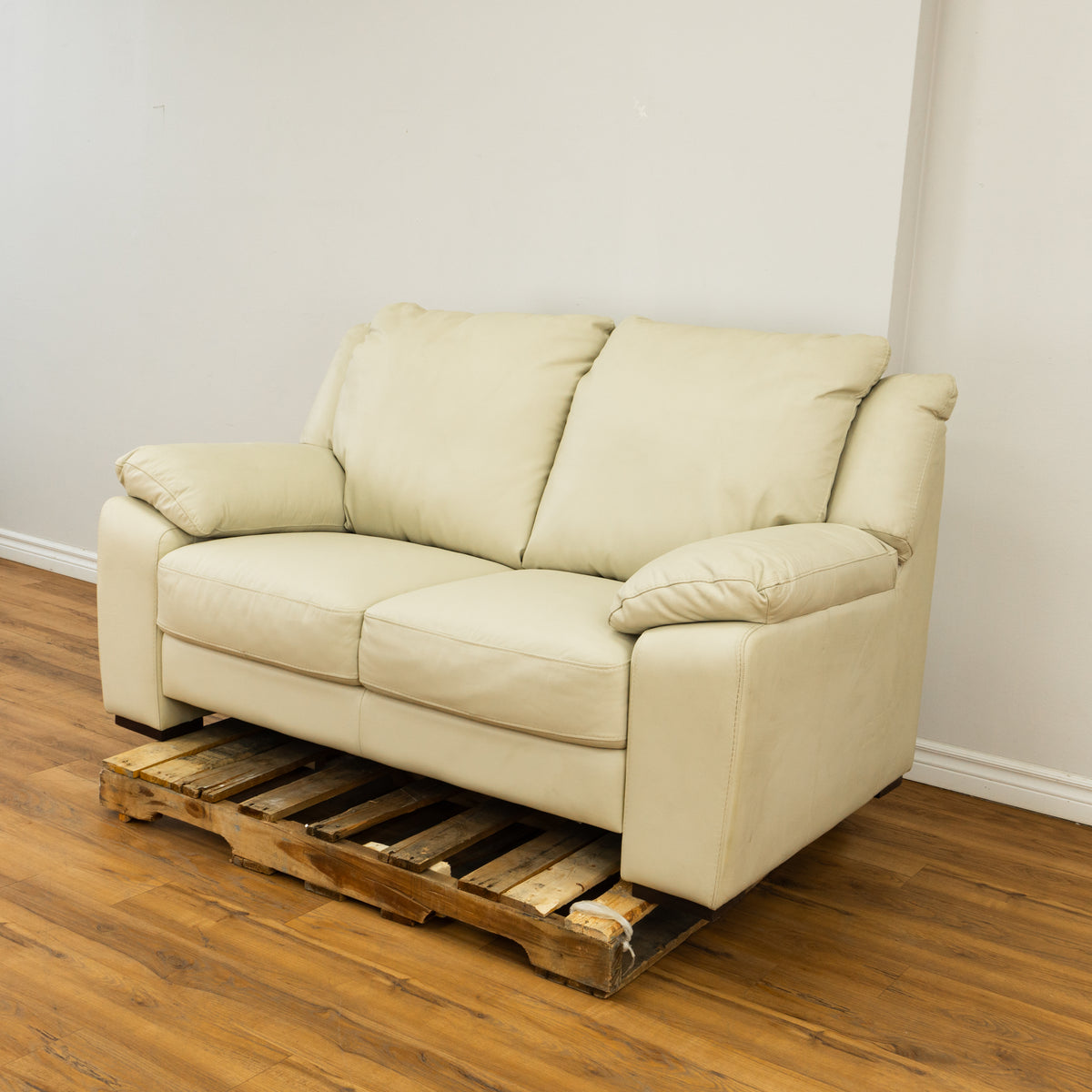 Leather Loveseat in Light Beige