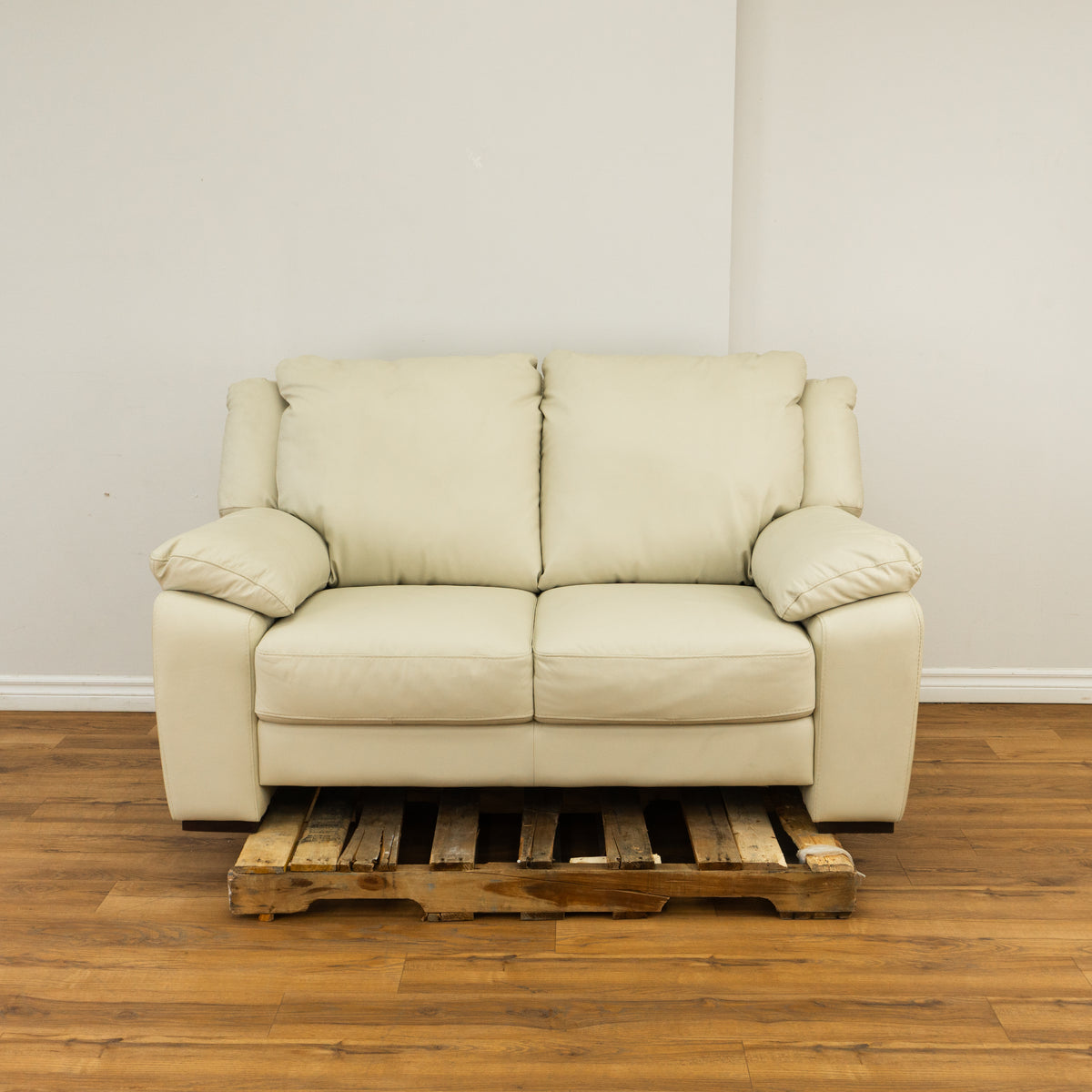 Leather Loveseat in Light Beige