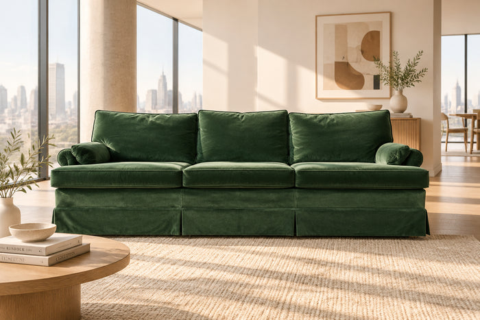 82-Inch Velvet Green 3-Seater Sofa