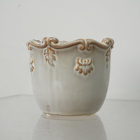 5-inch W Floral Ceramic Small Planter in Light Purple