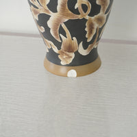 5-inch W Floral Ceramic Tall Vase in Black and Gold