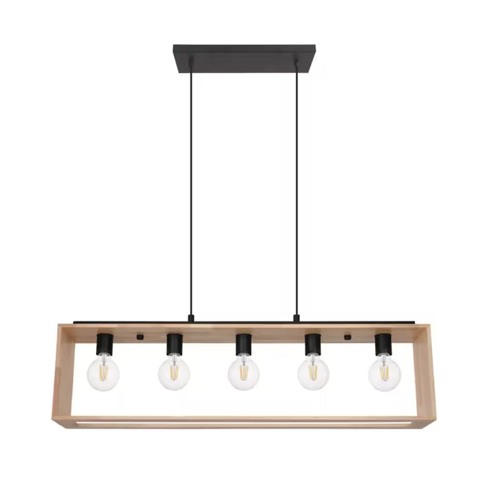 Famborough 5-Light Pendant Light in Natural Wood