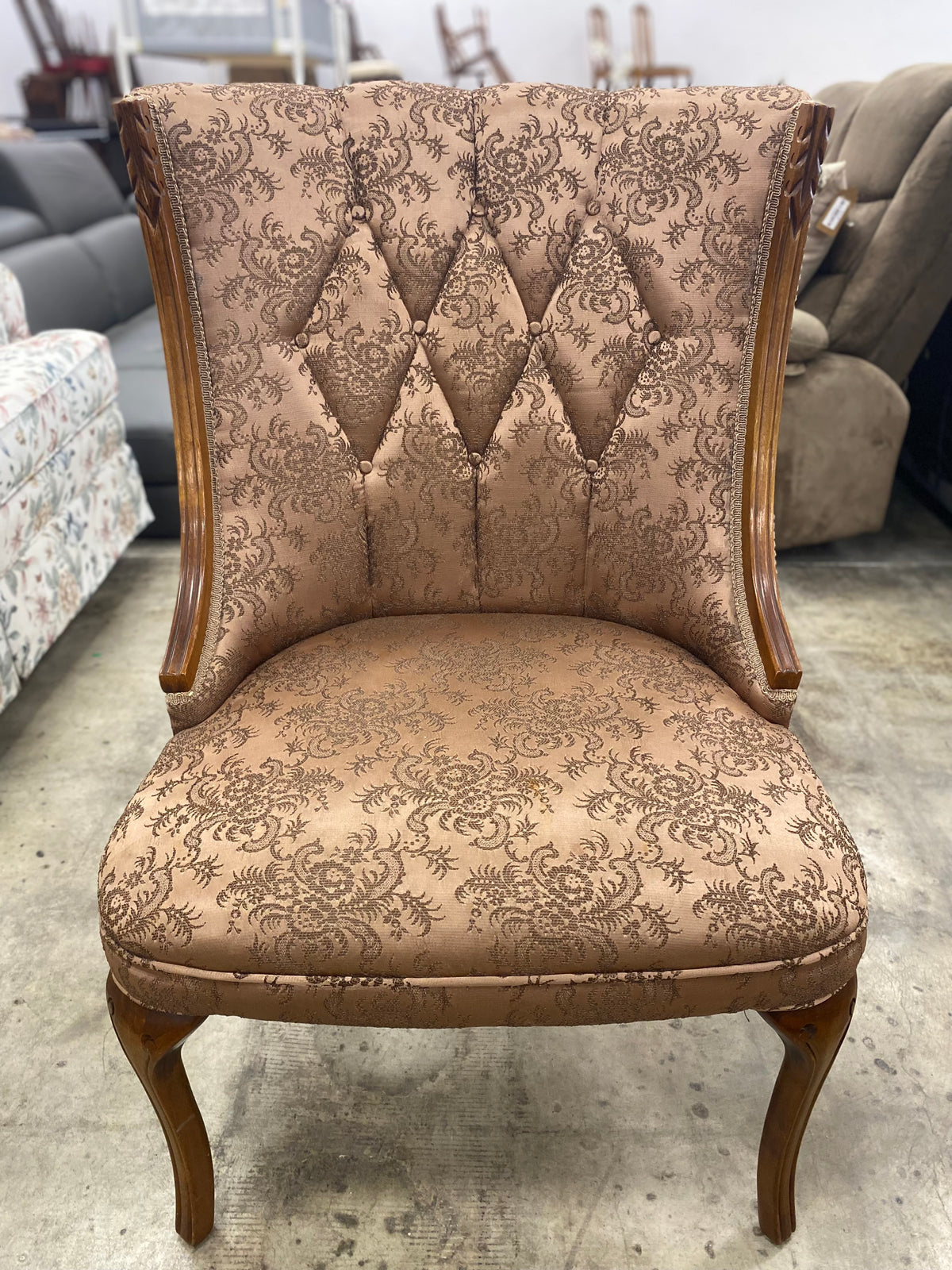 Champagne Tall Back Floral Chair