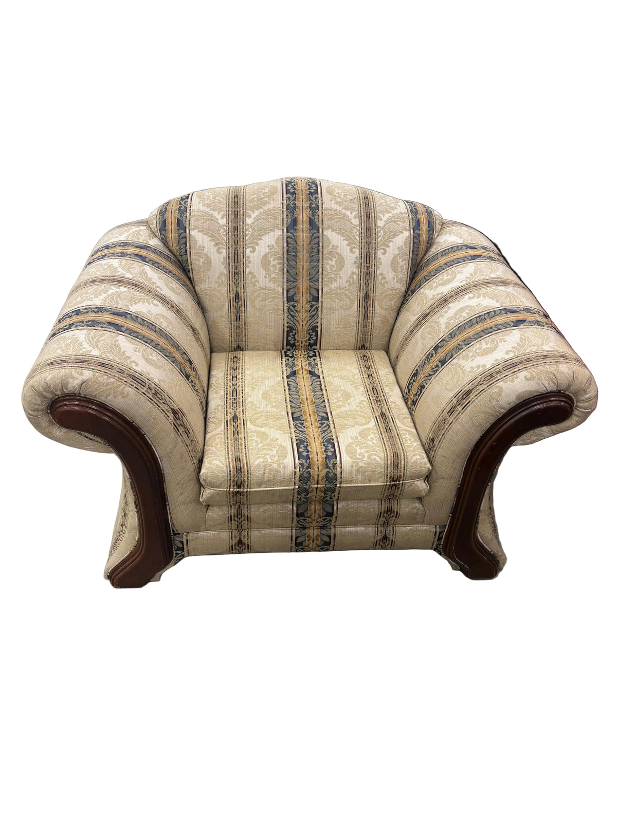 Traditional Striped Floral Armchair