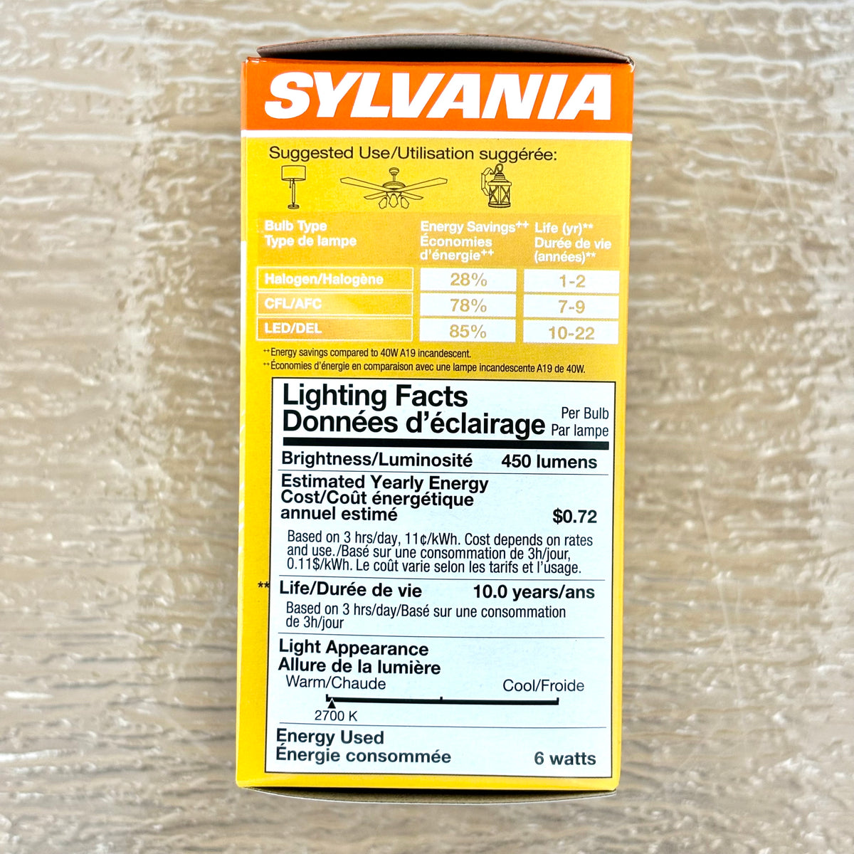 2-Pack Sylvania LED A19 Soft White Light Bulb, E26, 6W, 120V, 2700K, 74077-C
