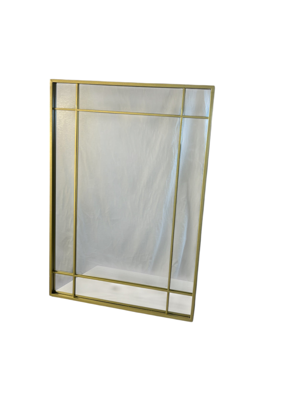 Brushed Gold Grid Wall Mirror