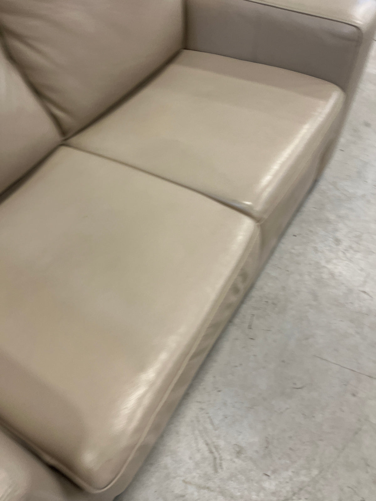 61" Beige Leather Loveseat Sofa