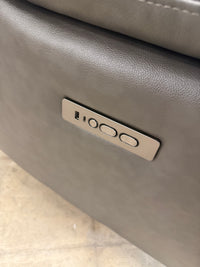 Dark Grey Leather Reclining Loveseat