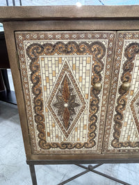 Tile-look Console Table in Gold, Browns and Tans