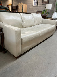 84"W Off White Leather Sofa