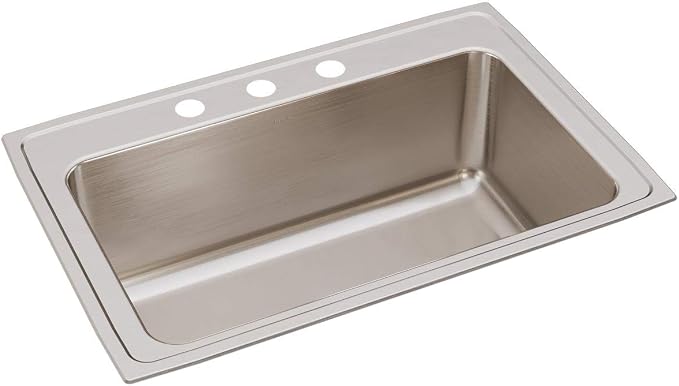 Elkao|#Elkay DLRS3322123 18 Gauge Stainless Steel 33 Inch x 22 Inch x 11.625 Inch Single Bowl Top Mount Kitchen Sink- 3 Hole,