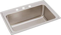 Elkao|#Elkay DLRS3322123 18 Gauge Stainless Steel 33 Inch x 22 Inch x 11.625 Inch Single Bowl Top Mount Kitchen Sink- 3 Hole,