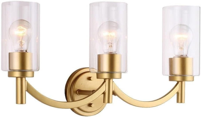 3-Light Wall Sconce in Gold Finish w/ Clear Glass