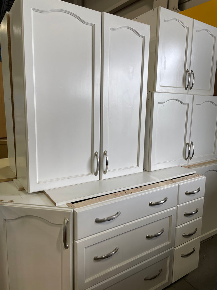 Arched Panel White Kitchen Cabinet Set