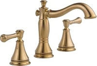 Delta Faucet Cassidy Widespread Bathroom Faucet 3 Hole, Gold Bathroom Faucet, Bathroom Sink Faucet, Metal Drain Assembly, Champagne Bronze 3597LF-CZMPU