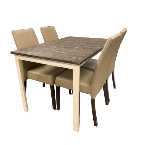 52-Inch Wood Dining Table with White Legs