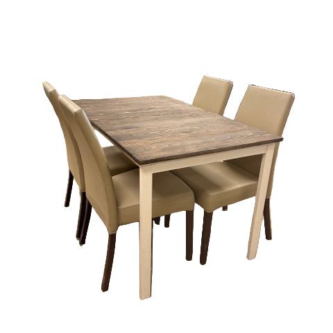 52-Inch Wood Dining Table with White Legs
