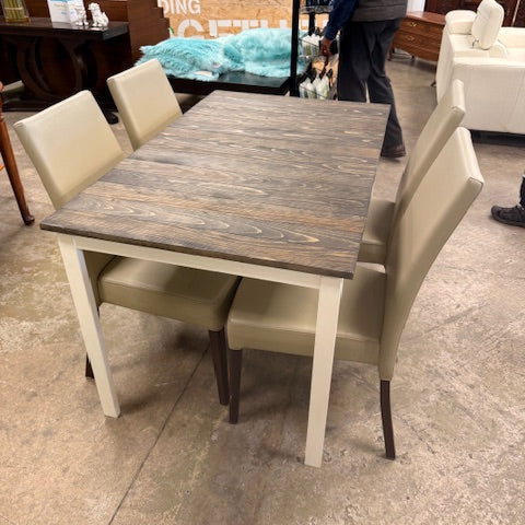 52-Inch Wood Dining Table with White Legs