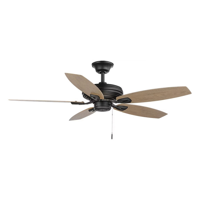 52-inch Ceiling Fan w/Light in Matte Black & Woodgrain