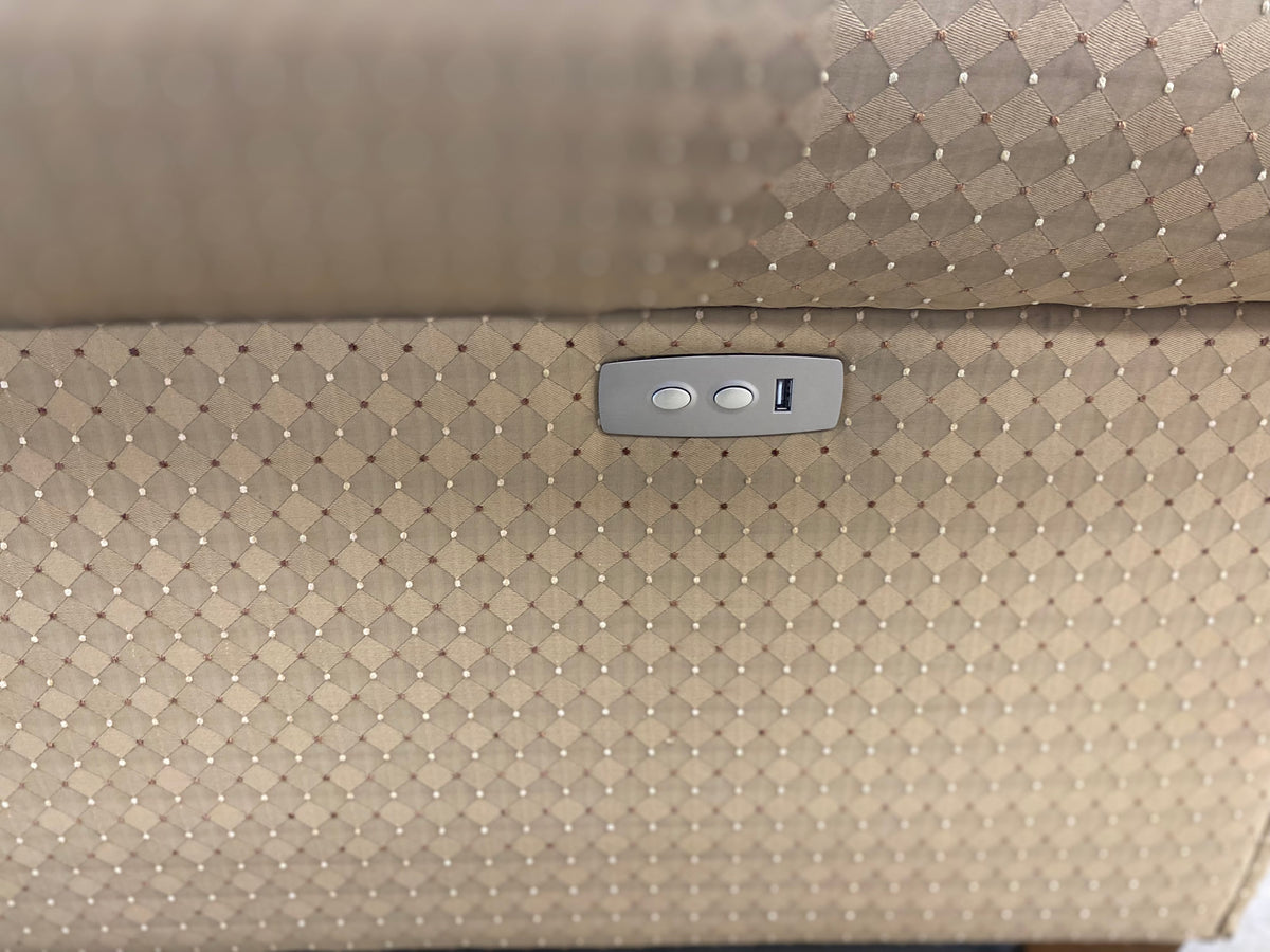 Champagne Patterned Electric Reclining Loveseat