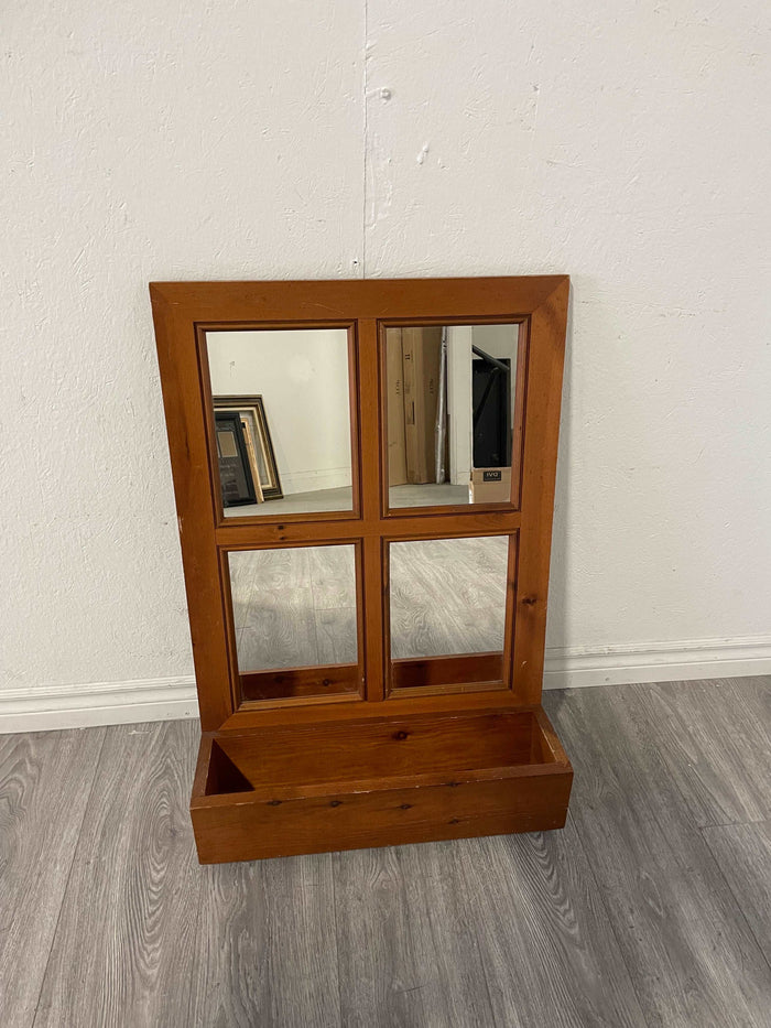 22"W Solid Wood Framed Mirror with Storage