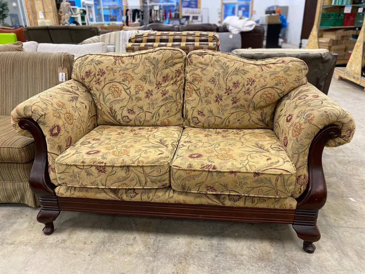 Tan Floral Loveseat