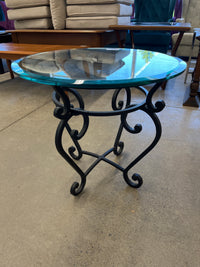 24"W Side Table with Glass Top