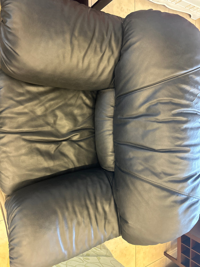 Black Upholstered Faux Leather Armchair Sofa