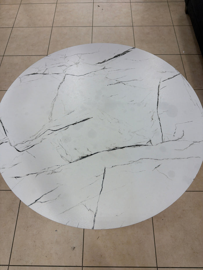 Bistro Gold Base Faux Marble Top Round Table