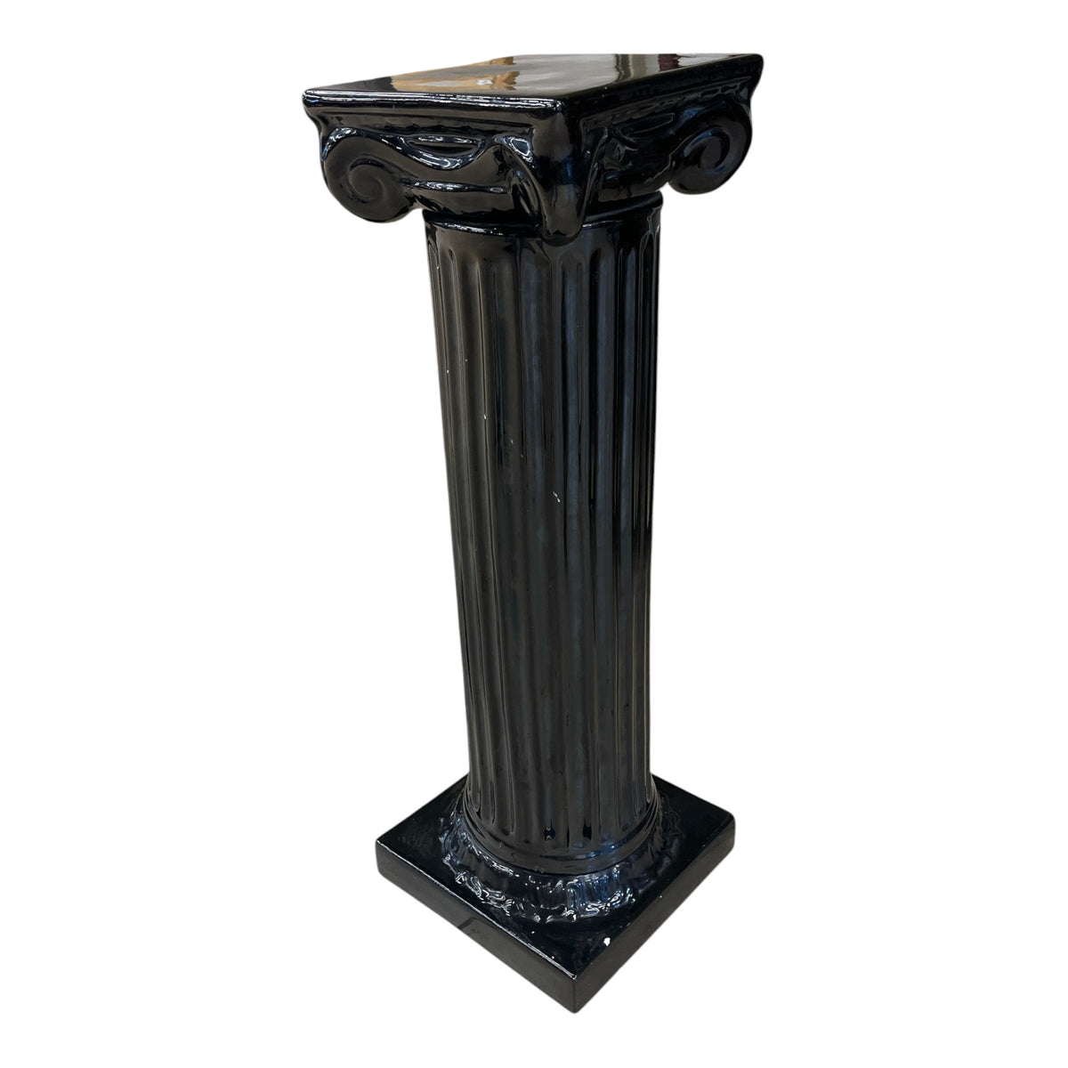 Black Neoclassical Fluted Column Pedestal