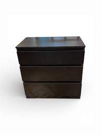 Black Nightstand with 3 Drawers