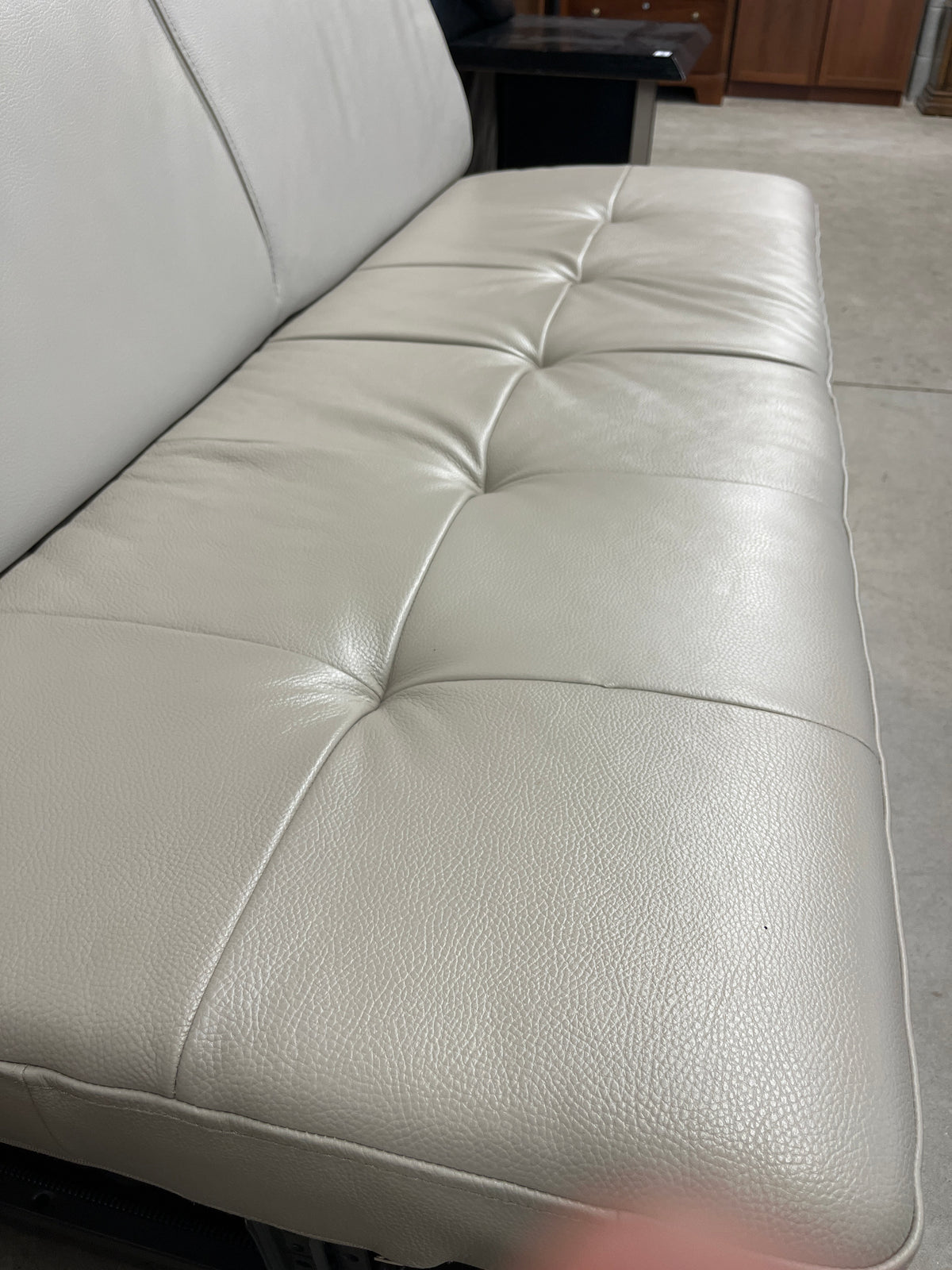 65" Beige Leather Sofa Bed